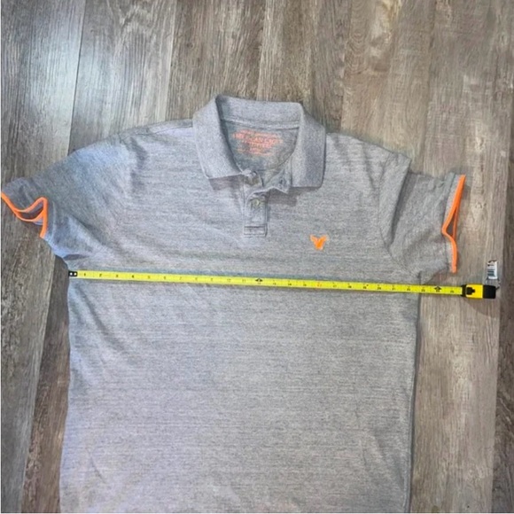 American Eagle Outfitters Athletic Fit Polo Shirt Gray Orange Trim XLT Cotton - Picture 6 of 13